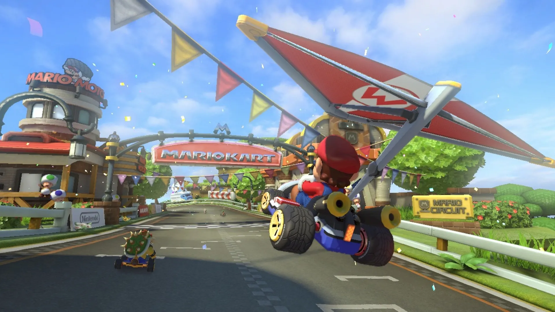 alt text describing image of Mario Kart 8 gameplay highlighting the vibrant colors and detailed track design