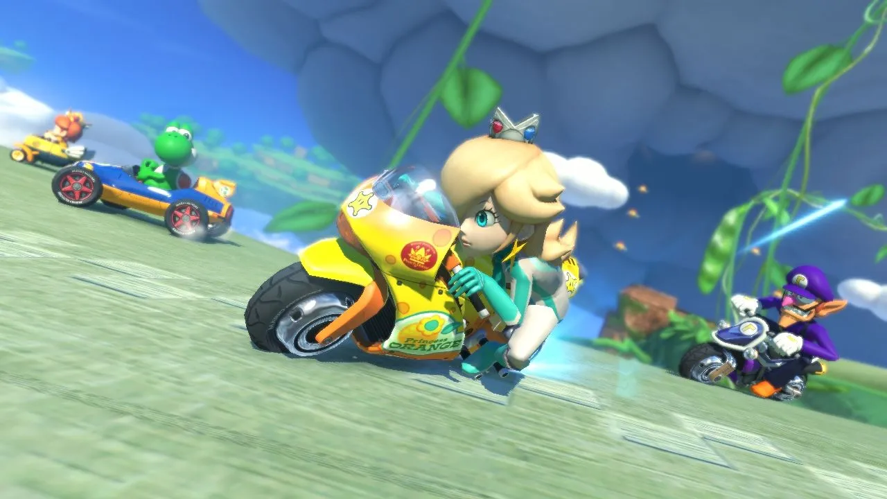 alt text describing image of Mario Kart 8 gameplay with a focus on the item boxes