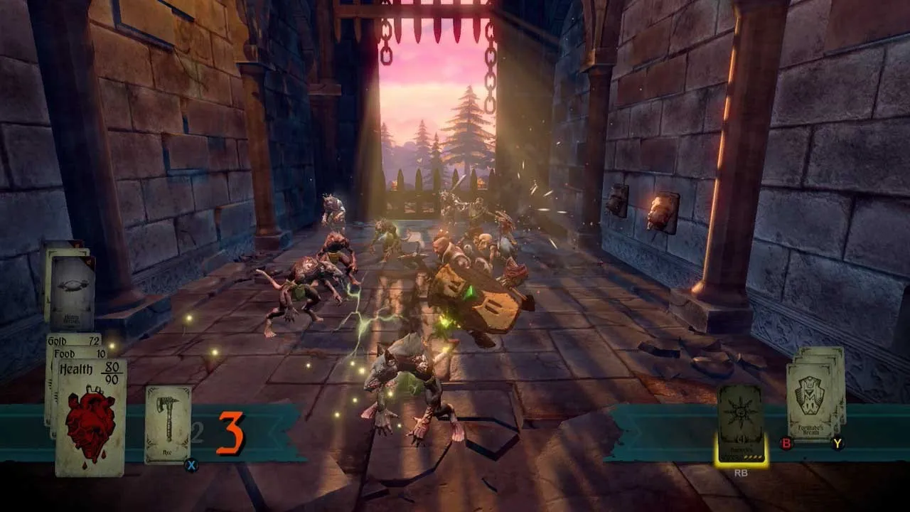 alt text describing image: The player character standing in a desert environment, showcasing another of the varied locales in Hand of Fate.