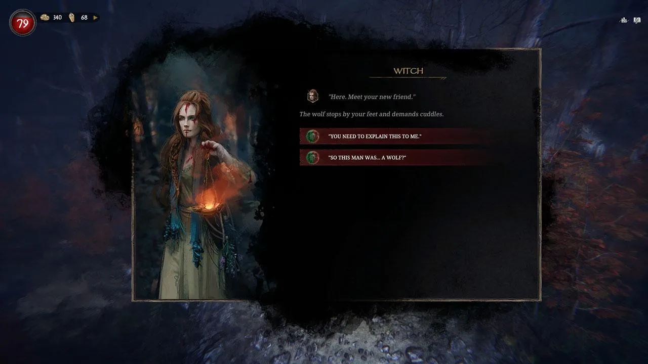 alt text describing the gameplay of Tainted Grail, showing character selection and card choices