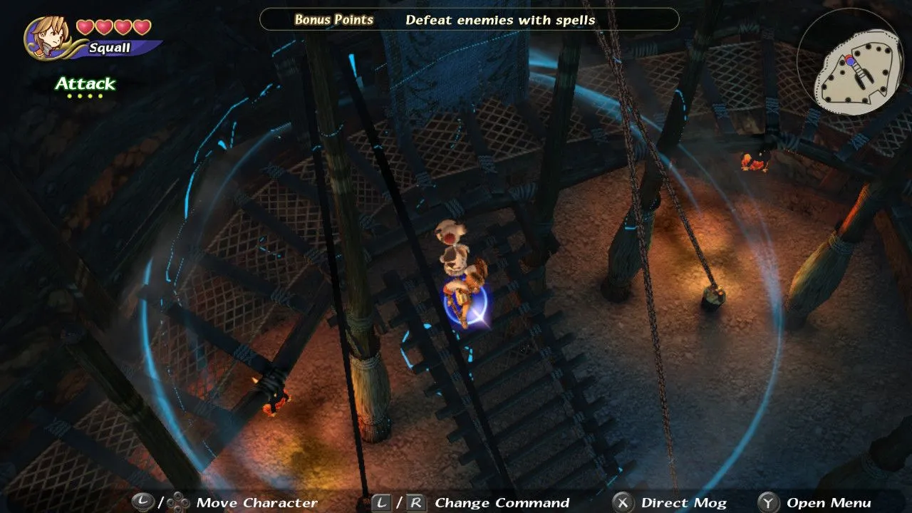 alt text describing the image- Final Fantasy Crystal Chronicles Remastered screenshot showing the main character and Stiltskin the moogle