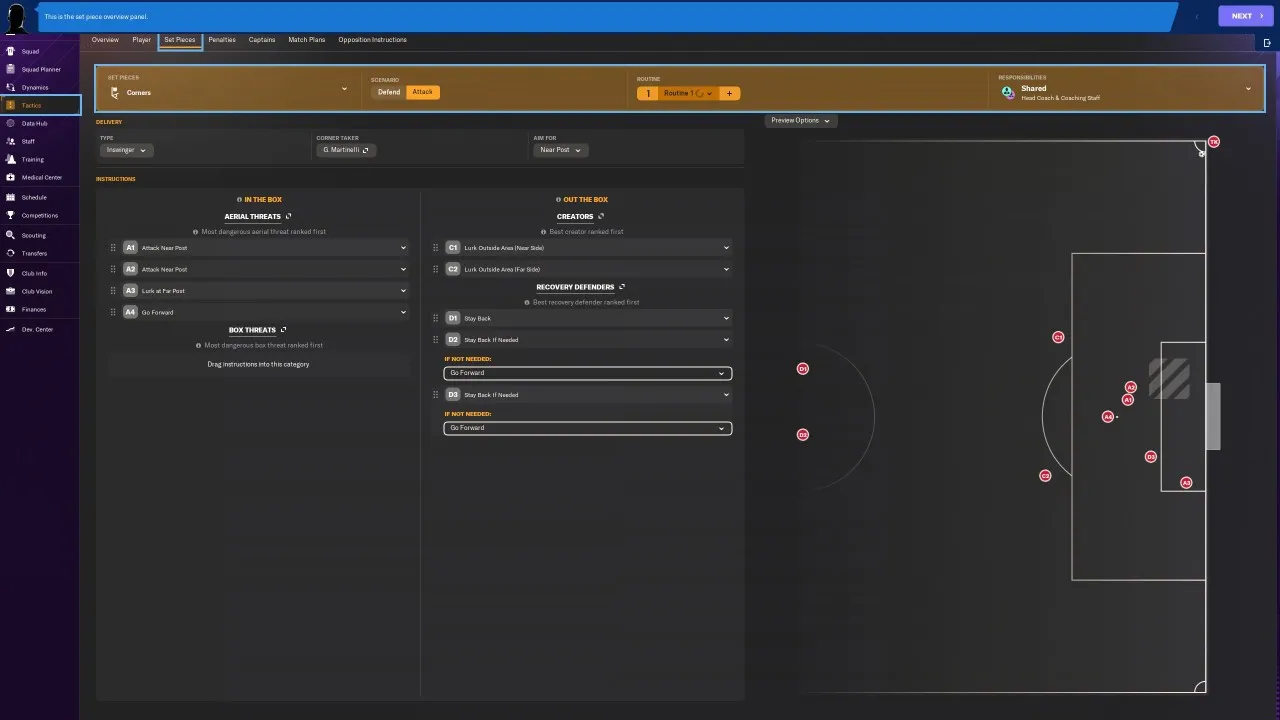 alt text describing the user interface of Football Manager 2024 with various menus and stats visible