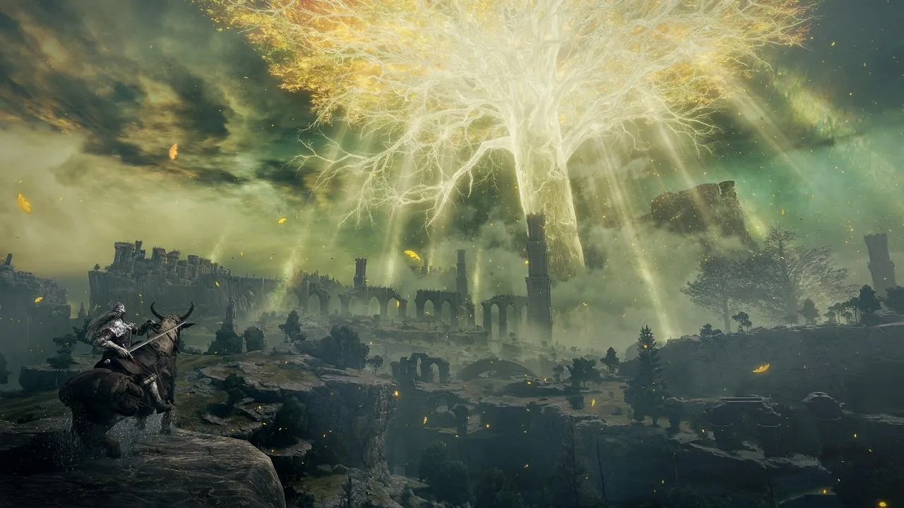 alt text describing vast open world landscape of Elden Ring