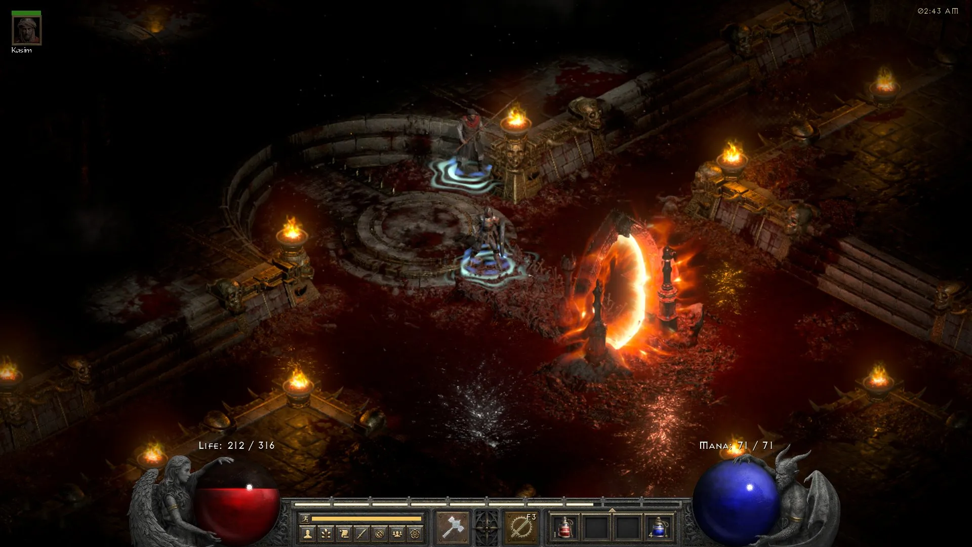 alt text: Diablo II: Resurrected gameplay screenshot depicting the in-game interface and inventory system.