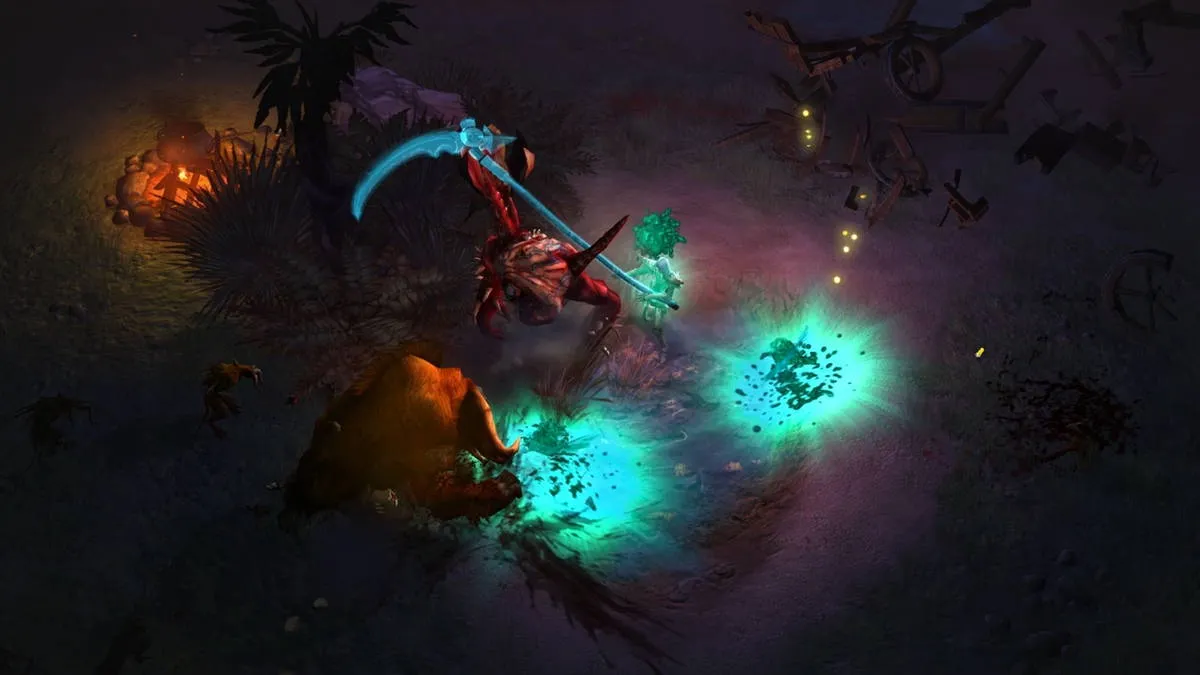 alt text: Diablo III Necromancer summoning skeletons