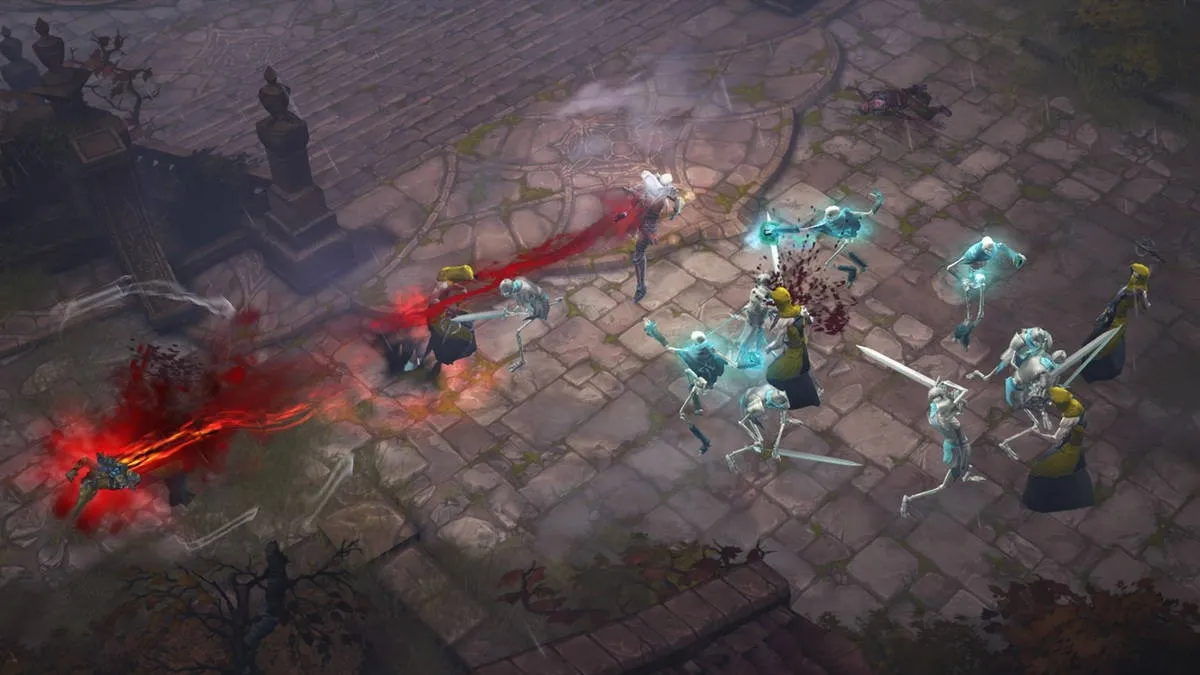 alt text: Diablo III Necromancer surrounded by enemies