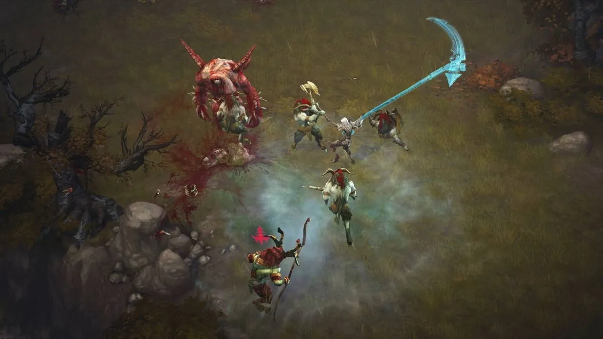 alt text: Diablo III Necromancer using bone spear spell