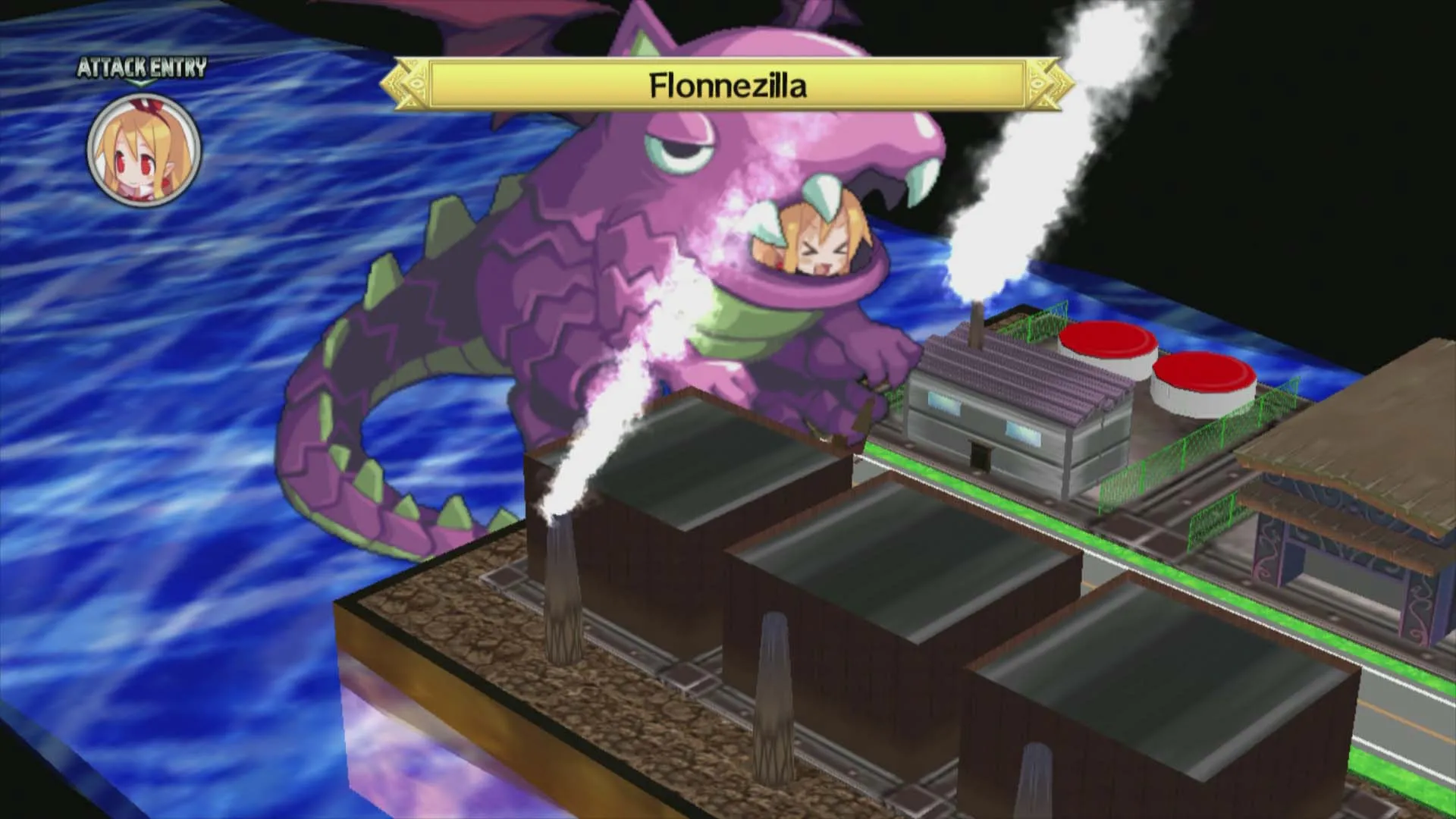 alt text: Disgaea D2 highlighting the game's environments and level design.
