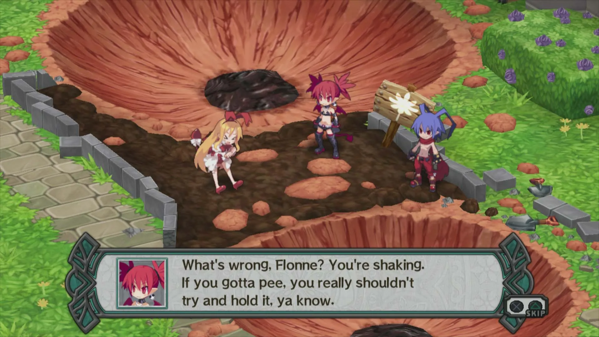 alt text: Disgaea D2 highlighting the game's humorous and over-the-top characters.