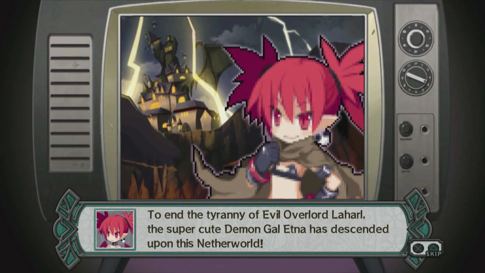 alt text: Disgaea D2 screenshot displaying the colorful Geo Panels and their effects on the battlefield.