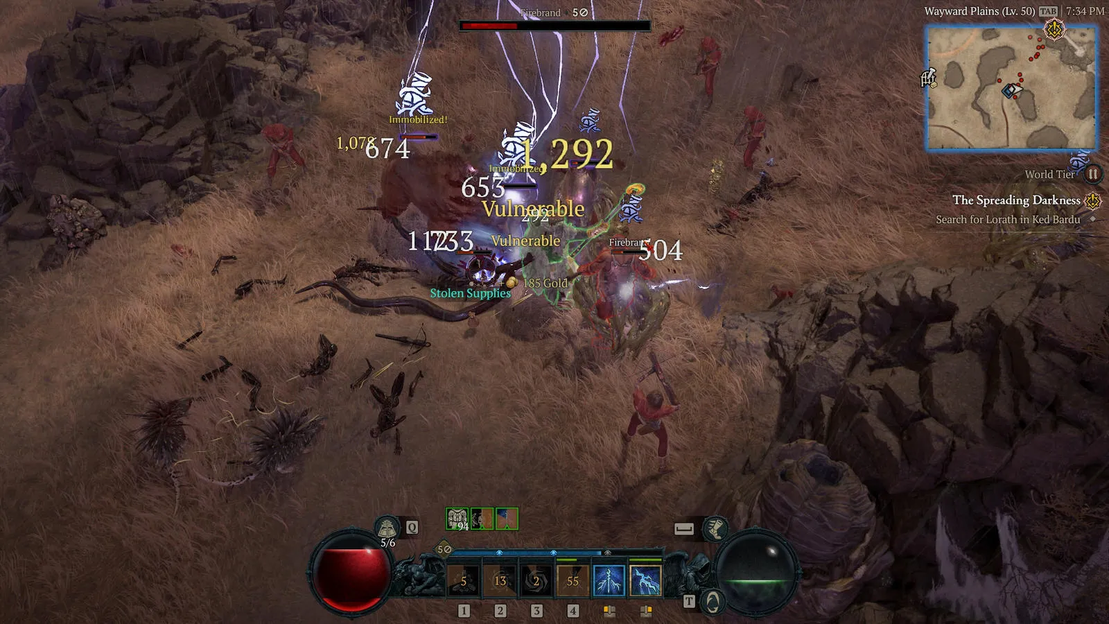 alt text displaying a Diablo IV gameplay screen with the skill tree and character stats