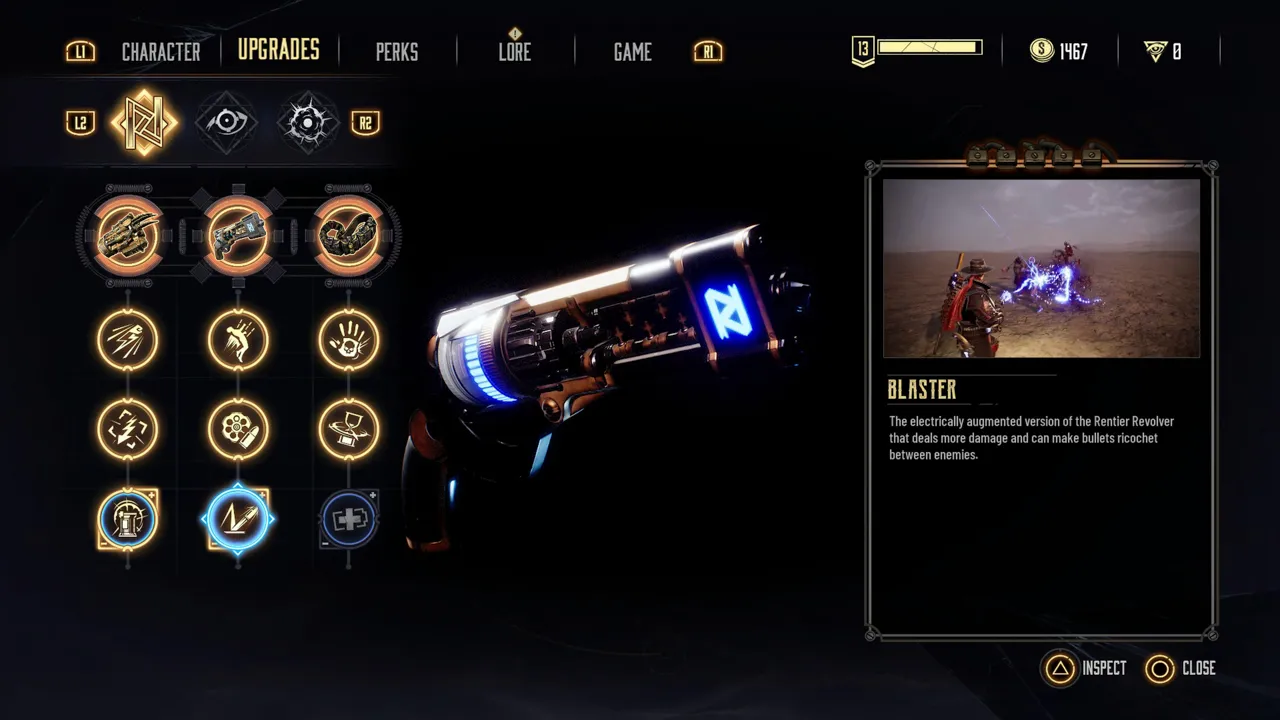 alt text displaying Jesse looking at a weapon upgrade screen