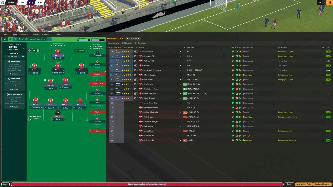 alt text displaying the squad screen in Football Manager 2024, showing player information, training schedules, and injury status