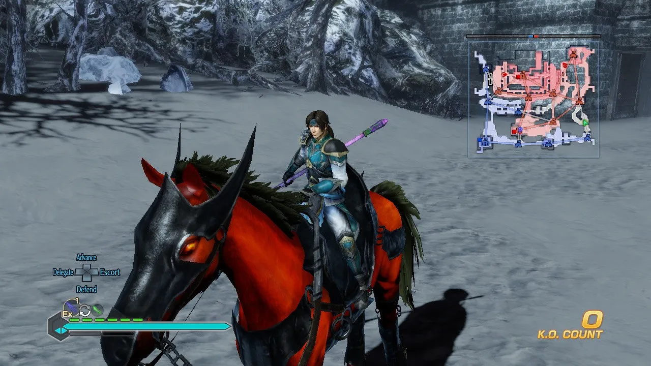alt text: Dynasty Warriors 8 Empires gameplay screenshot showcasing a battle between two opposing forces.