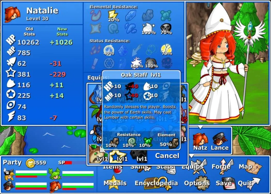 alt text: Epic Battle Fantasy 4 battle screen showcasing the game's diverse character classes and skill effects.