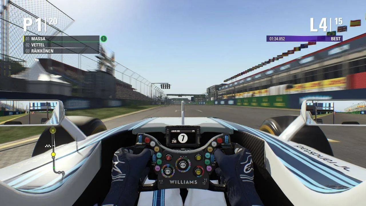 alt text: F1 2015 game interface displaying race engineer communication