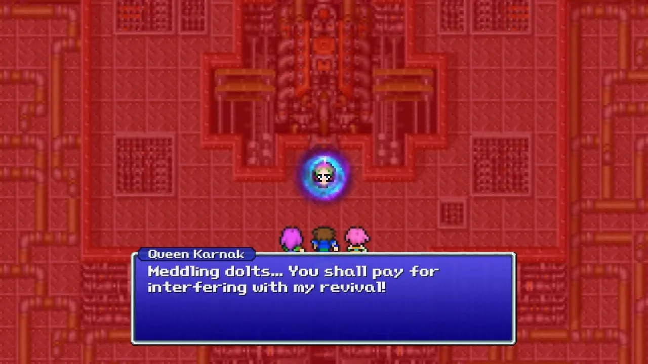 alt text: Final Fantasy V Pixel Remaster gameplay screenshot showing characters exploring a town.