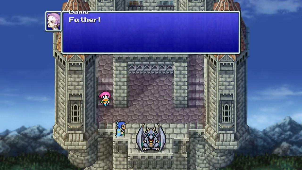 alt text: Final Fantasy V Pixel Remaster world map and main characters.