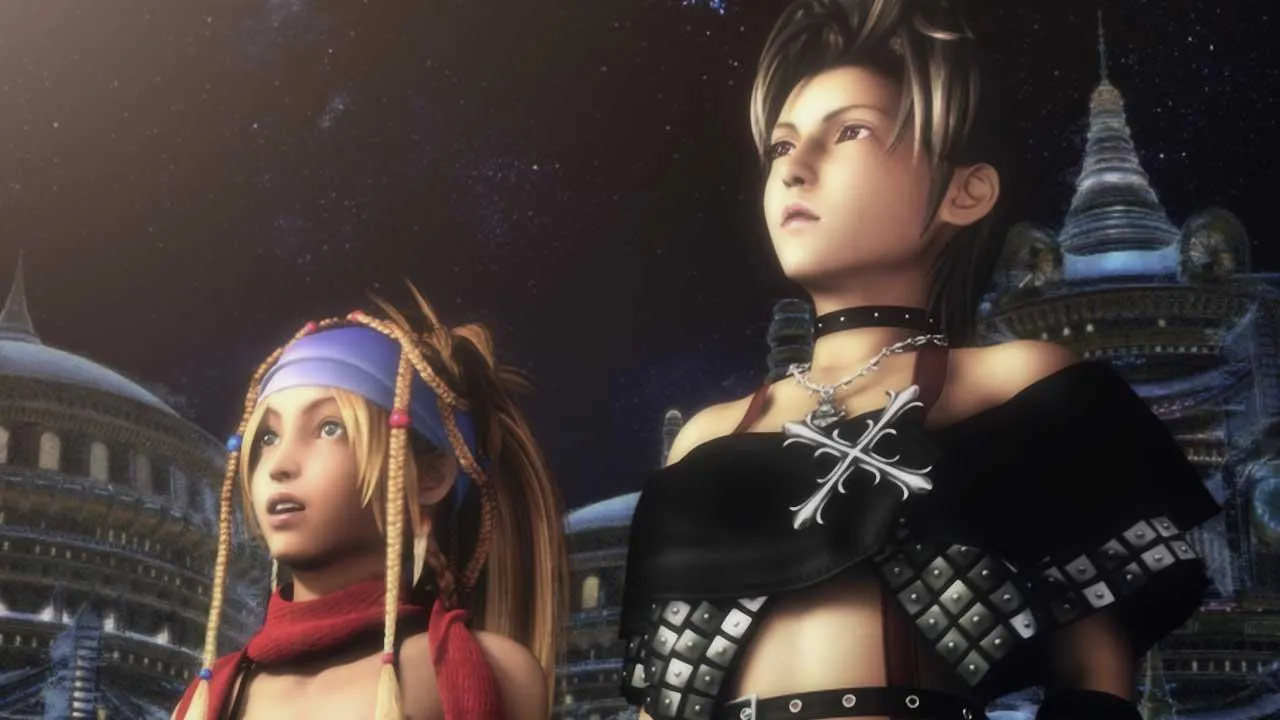 alt text:  Final Fantasy X-2 Remaster HD showcasing the updated graphics and vibrant environment.