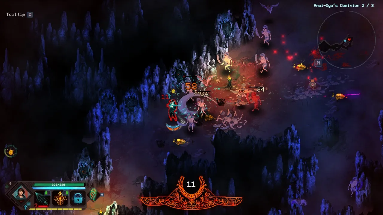 alt text: Gameplay screenshot from Children of Morta showing a character fighting enemies.