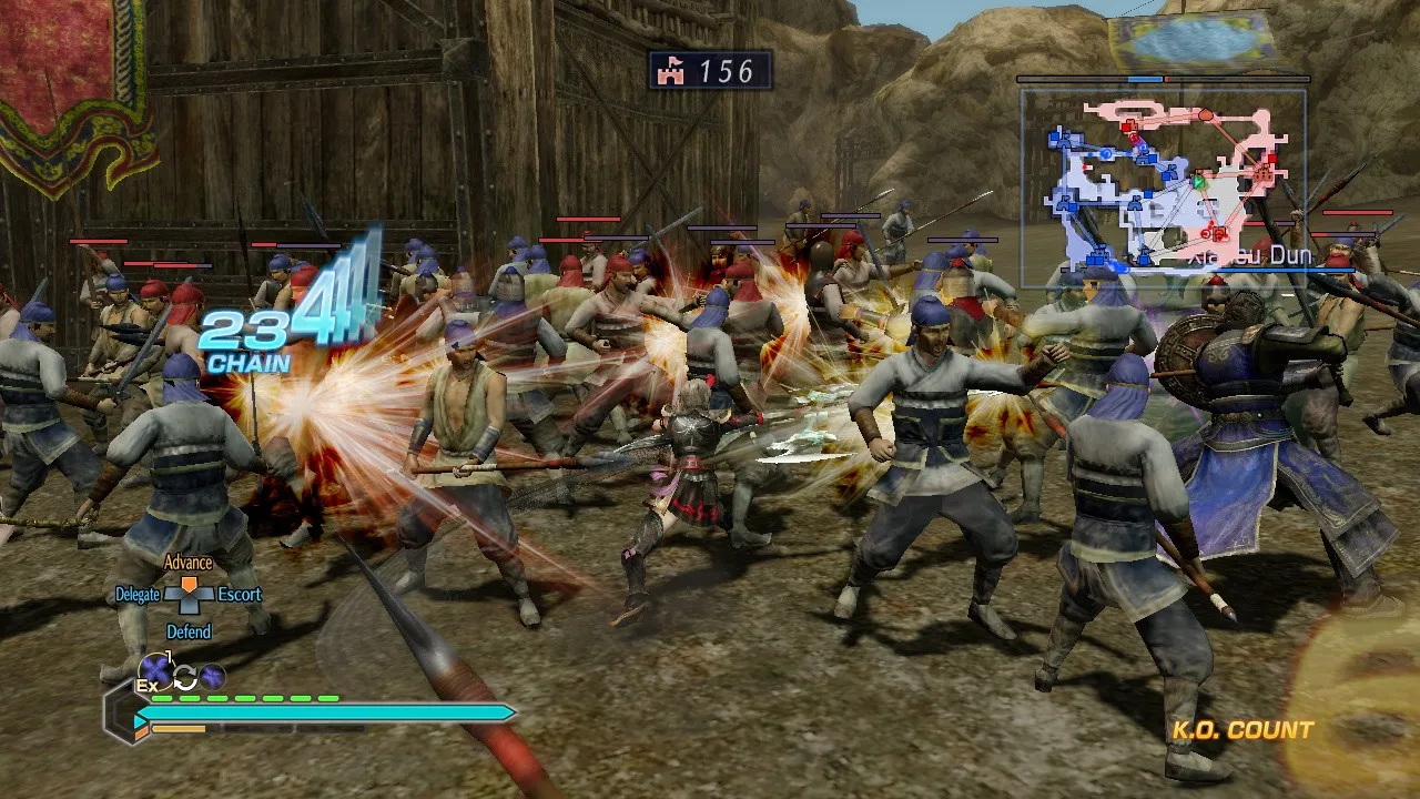 alt text: Gameplay screenshot of Dynasty Warriors 8 Empires showing a battle scene.