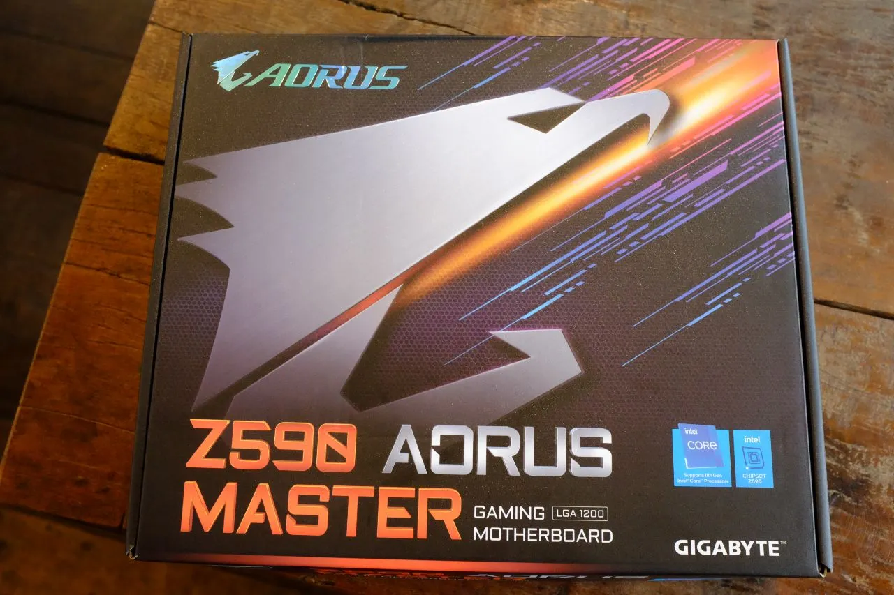 alt text: GIGABYTE Z590 AORUS Master motherboard out of the box