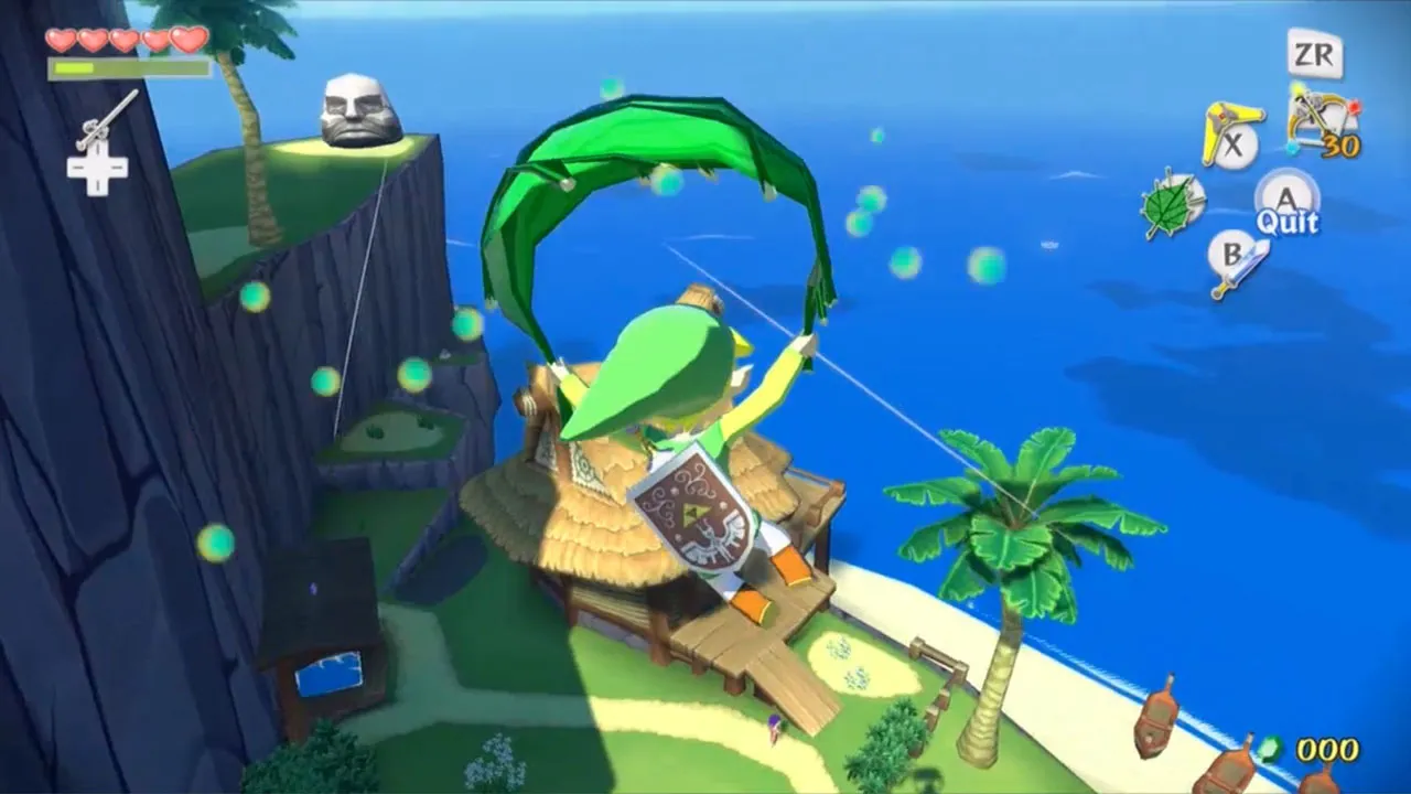 alt text: Link exploring a dungeon in Wind Waker HD.