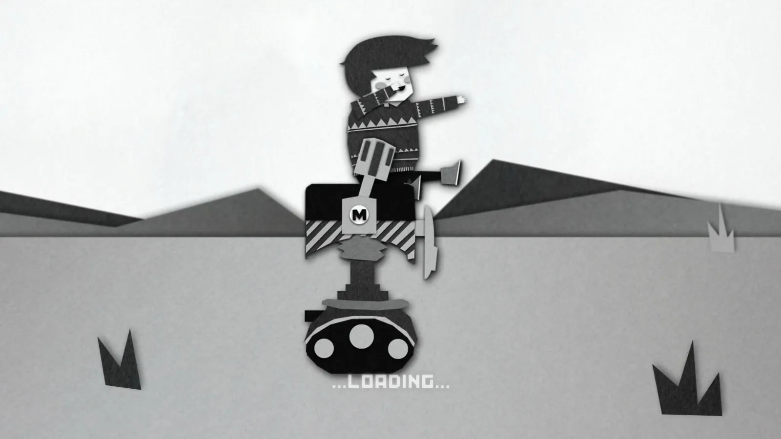 alt text: Monochroma gameplay screenshot illustrating a puzzle involving machinery