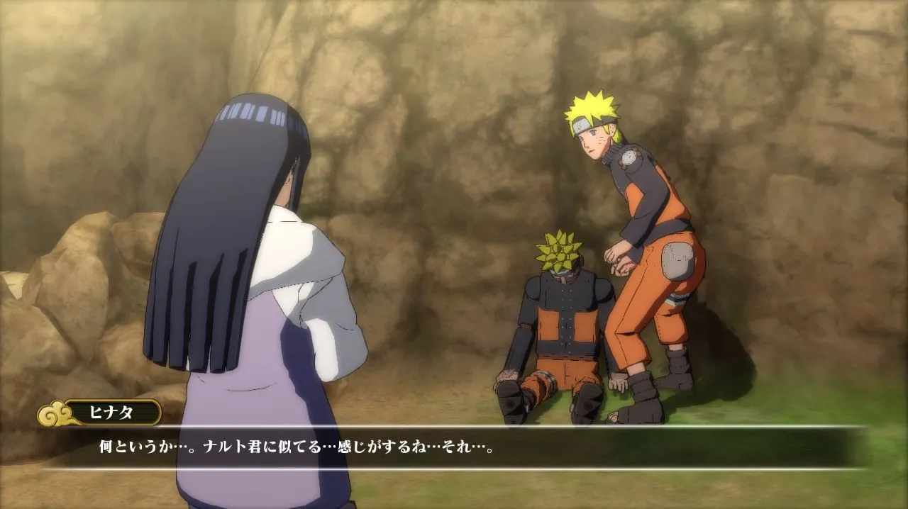 alt text: Naruto Shippuden: Ultimate Ninja Storm Revolution screenshot depicting a cinematic moment from the game.