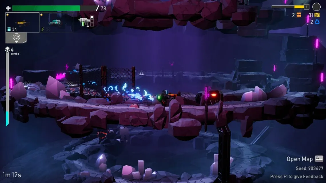 alt text: Orbital Bullet Gameplay showcasing the 360-degree environment