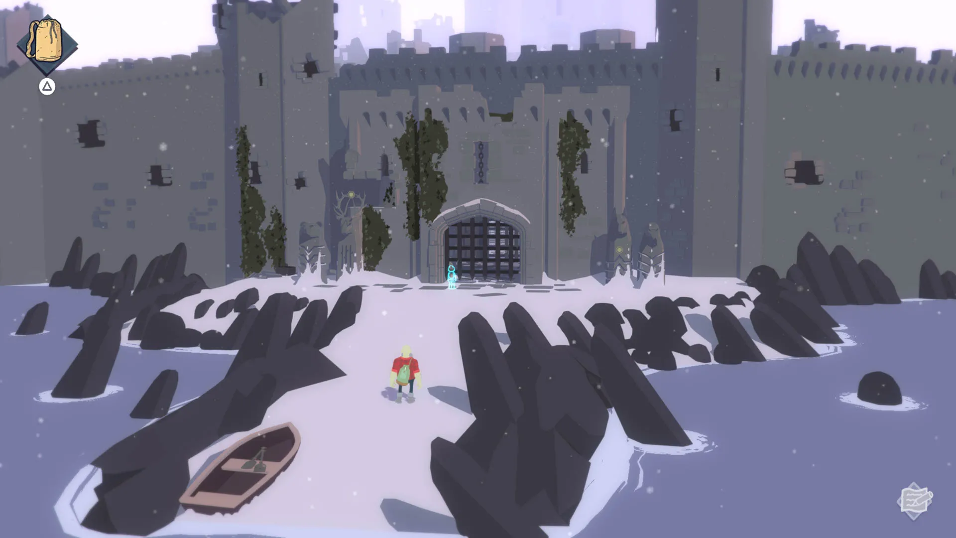 alt text: Roki screenshot showing Tove solving a puzzle involving manipulating objects