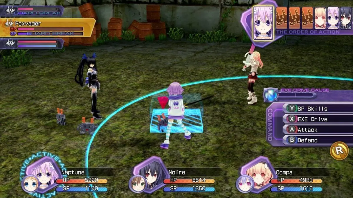 alt text: Screenshot from Hyperdimension Neptunia Re;Birth1 demonstrating the Remake System menu, which allows players to customize game elements.