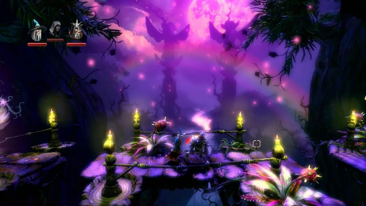 alt text: Screenshot from Trine 2 showing a detailed in-game environment with intricate lighting and shadows, emphasizing the game's beautiful visuals.