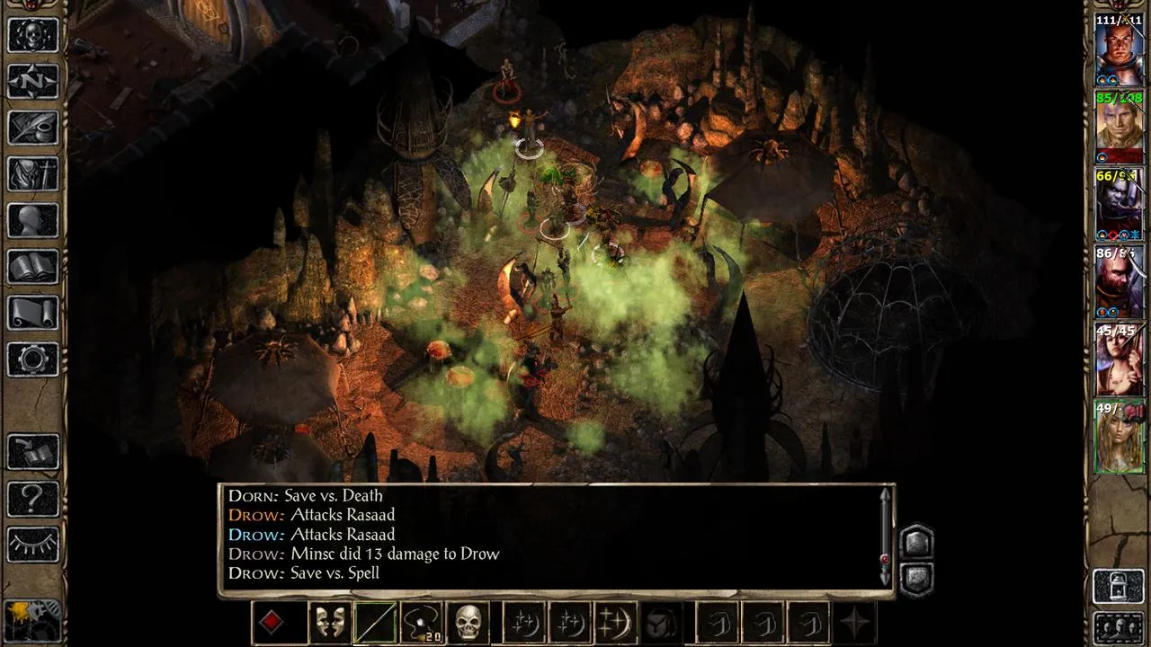 alt text: Screenshot of Baldur's Gate II: Enhanced Edition gameplay displaying character dialogue.