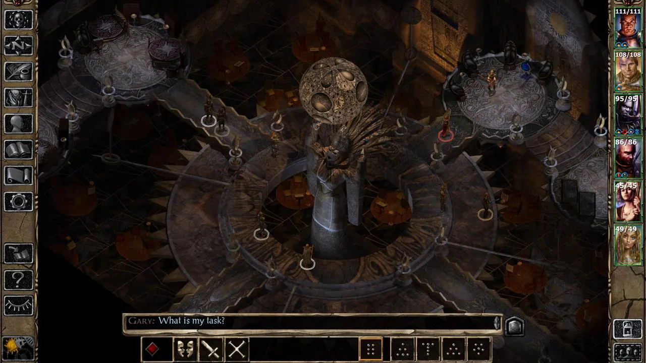 alt text: Screenshot of Baldur's Gate II: Enhanced Edition gameplay showing the game's interface and character portraits.