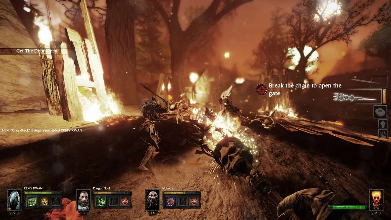 Alt text: Screenshot of characters from Warhammer: End Times - Vermintide showcasing the five different playable heroes.