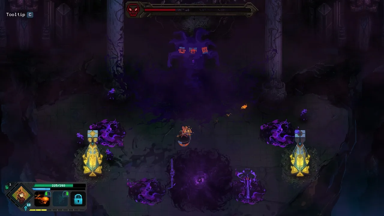 alt text: Screenshot of Children of Morta gameplay showcasing the pixel art style and characters.