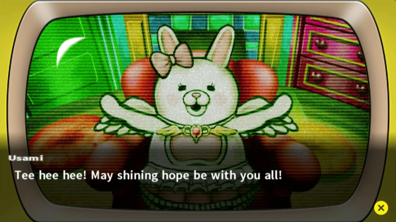 alt text: Screenshot of Danganronpa 2 showing the in-game interface during a trial
