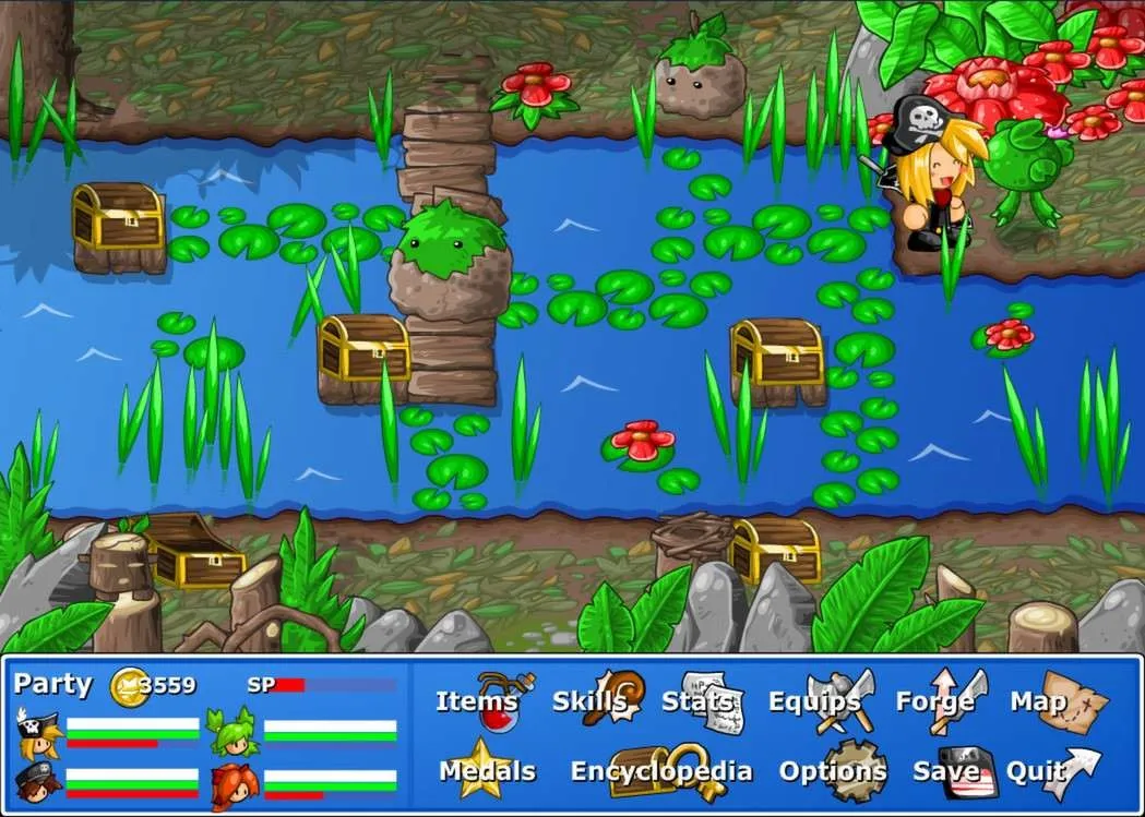 alt text: Screenshot of Epic Battle Fantasy 4 showcasing the game's detailed character sprites and vibrant environments.