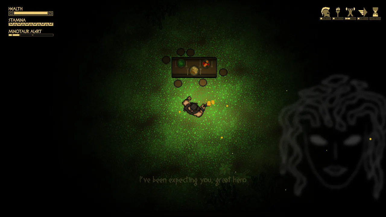 alt text: Screenshot of TAURONOS gameplay showcasing the dark and mysterious atmosphere within the labyrinth.