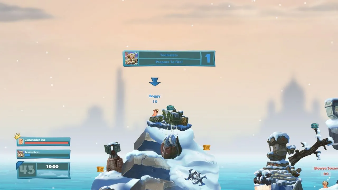 alt text: Screenshot of Worms W.M.D. showcasing the new crafting system.