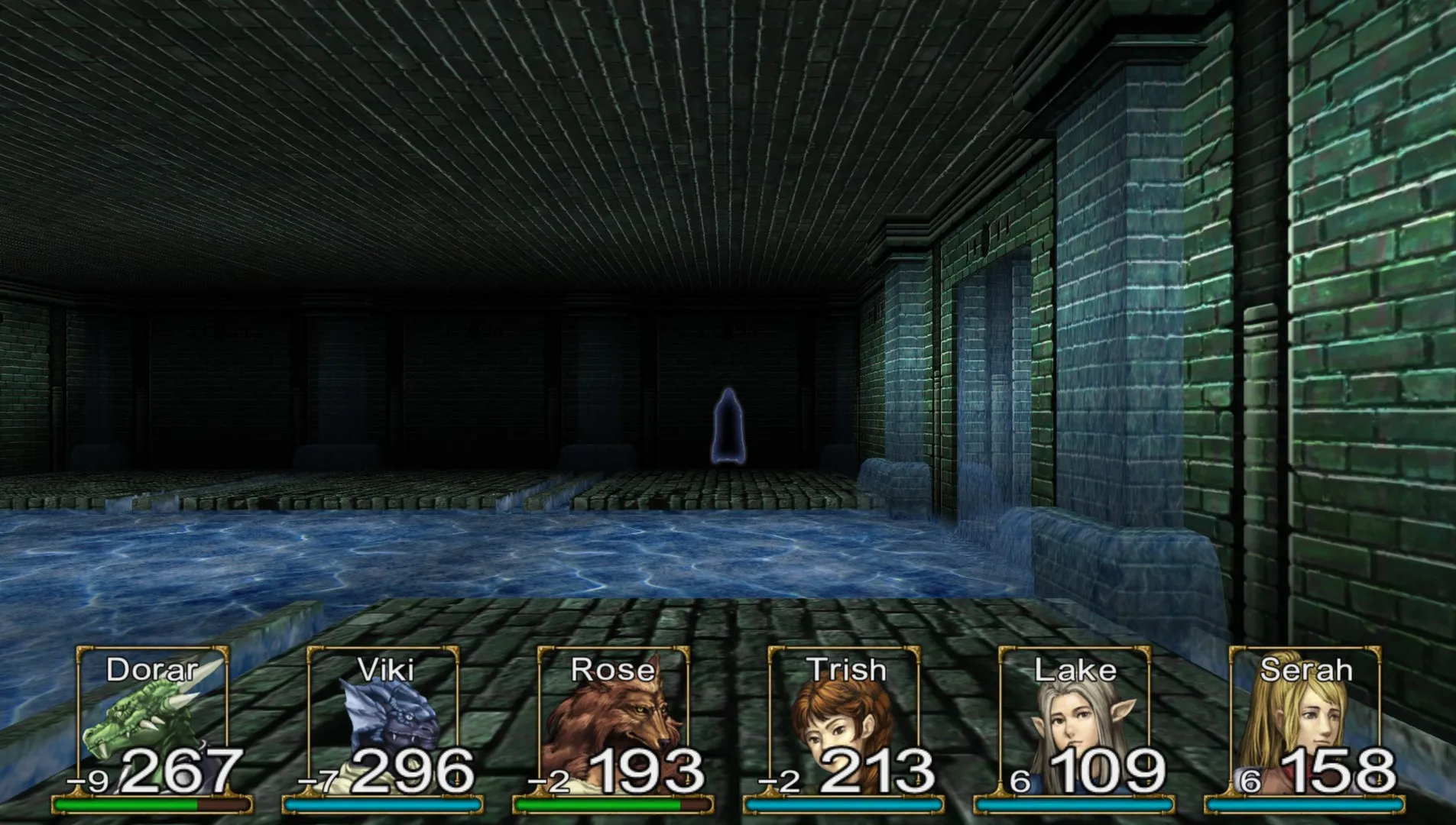 alt text: Screenshot showcasing the dated 3D graphics of a dungeon corridor in Elminage Gothic.