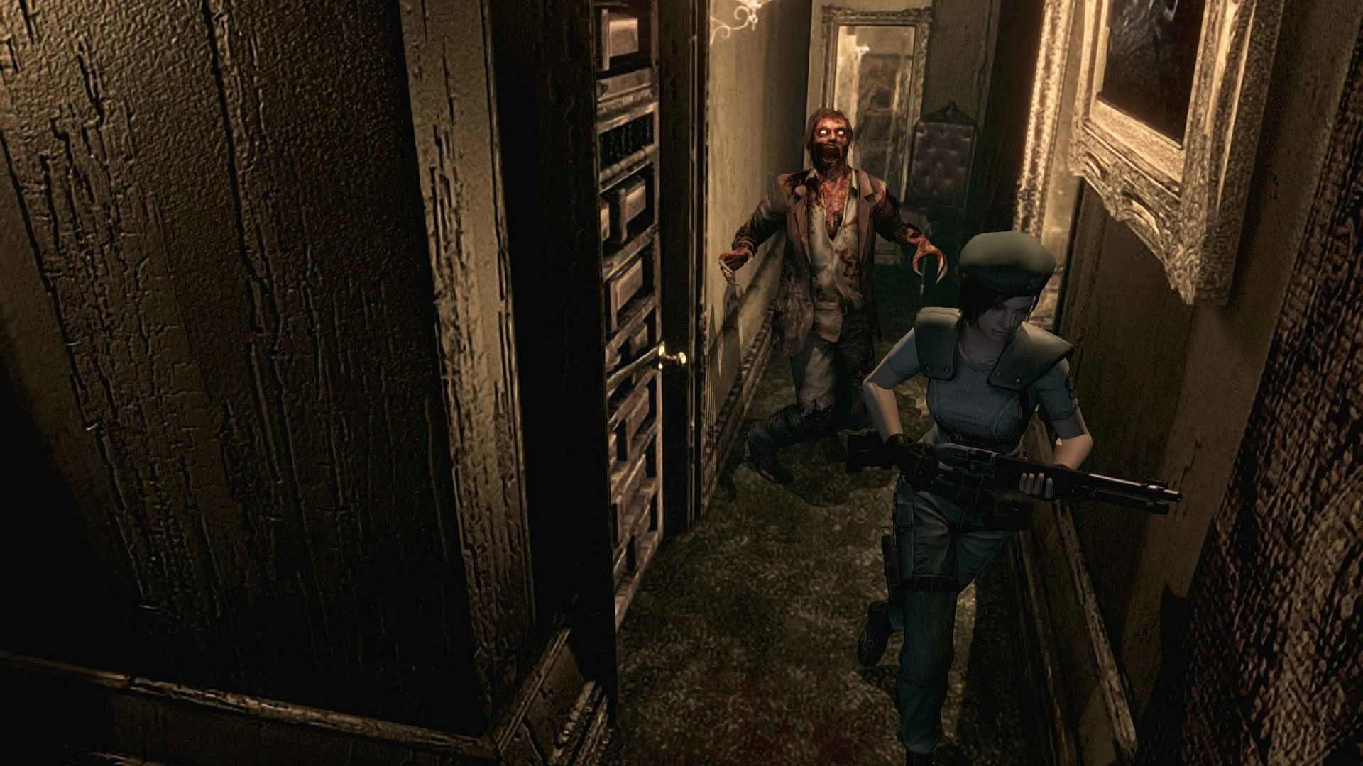 alt text showcasing a close-up of a zombie's gruesome face in Resident Evil HD Remaster