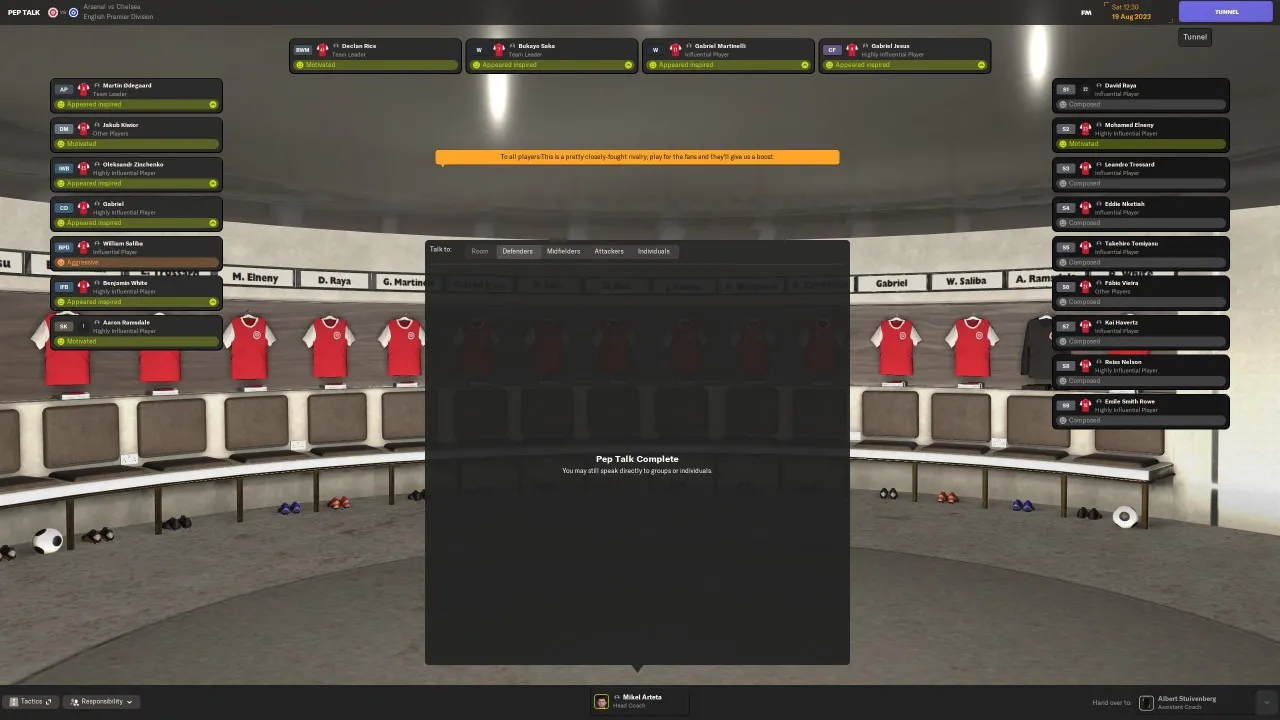 alt text showcasing a conversation screen with a player in Football Manager 2024, displaying dialogue options and player reactions