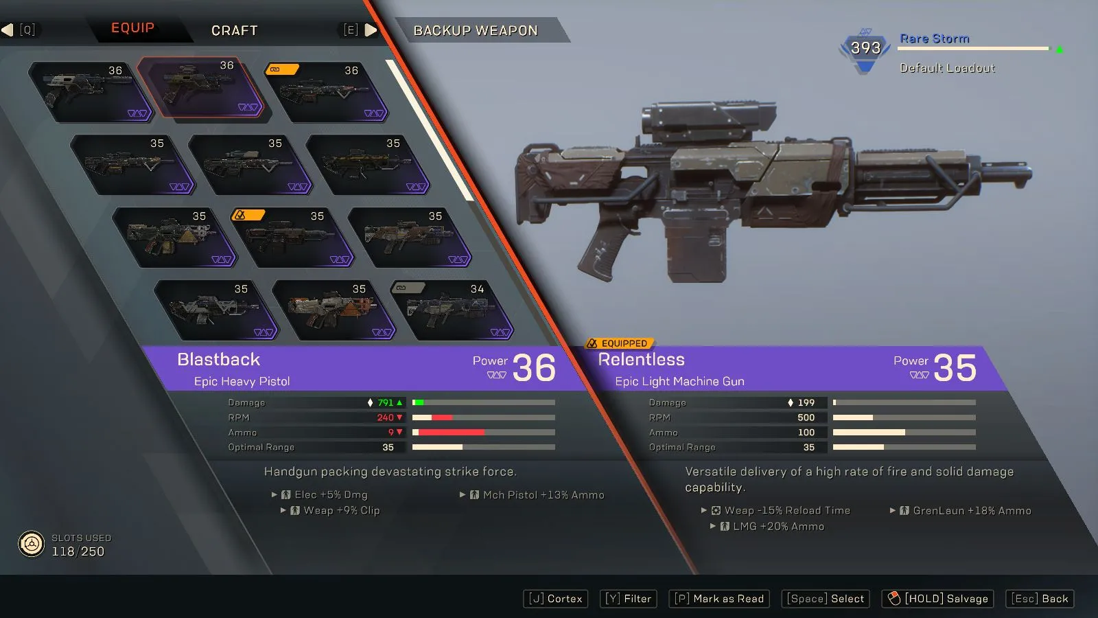 alt text showcasing the Javelin customization screen