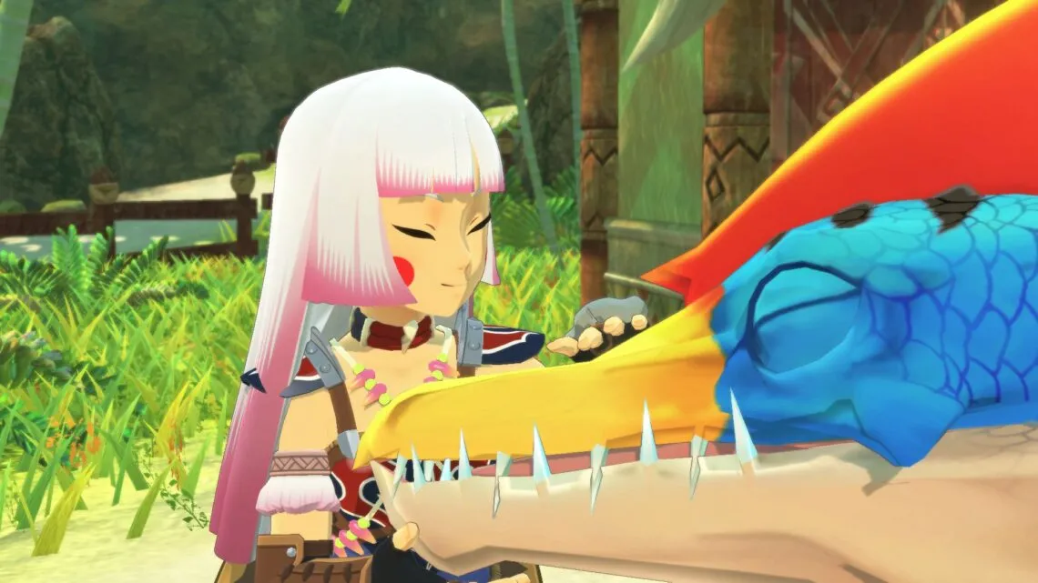 alt text showing a battle scene with the player character's monster facing off against an enemy monster in a turn-based combat system.