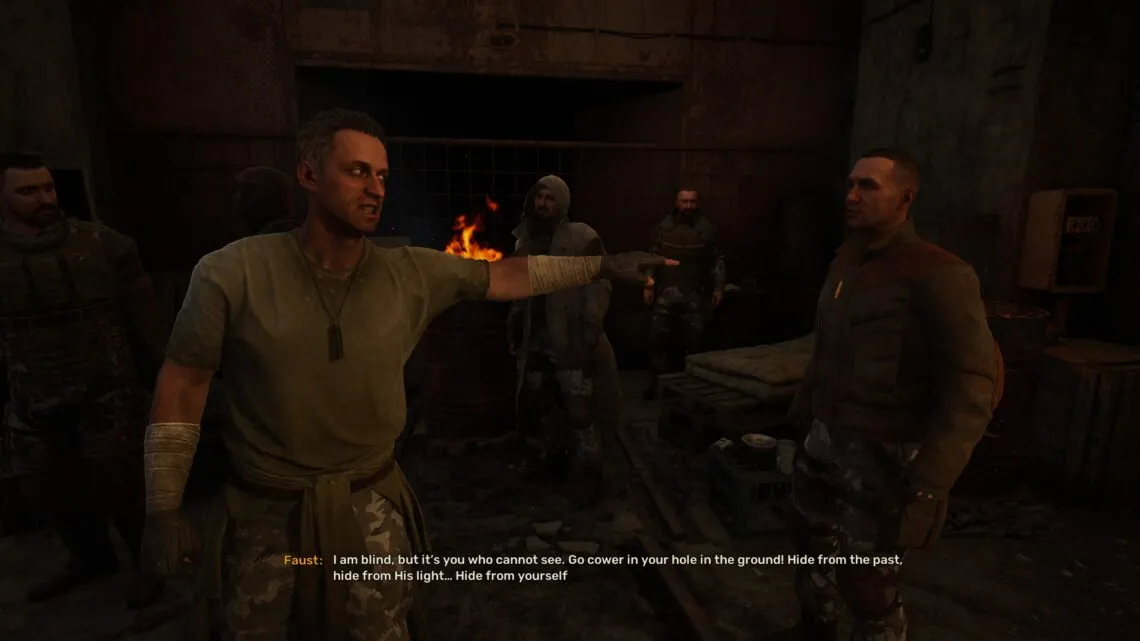 alt text showing a character interaction. Keywords: S.T.A.L.K.E.R. 2, characters, story, dialogue, choices, Chernobyl
