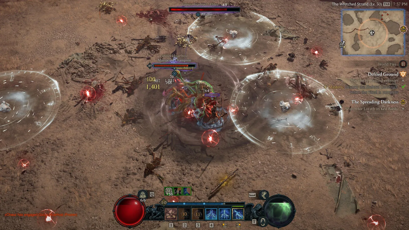 alt text showing a player character fighting monsters in Diablo IV