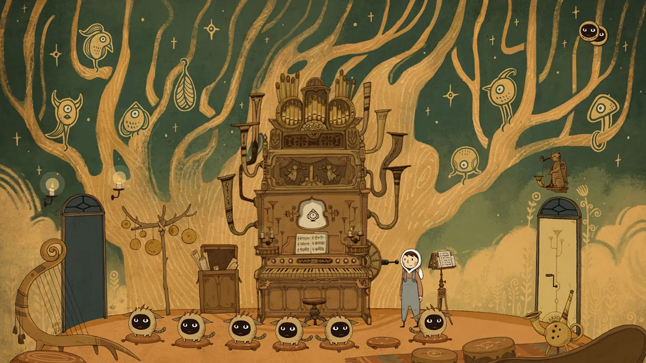 alt text: Showing a puzzle involving musical elements and highlighting the game's sound design. Keywords: LUNA The Shadow Dust, puzzle, music, sound design, gameplay mechanics
