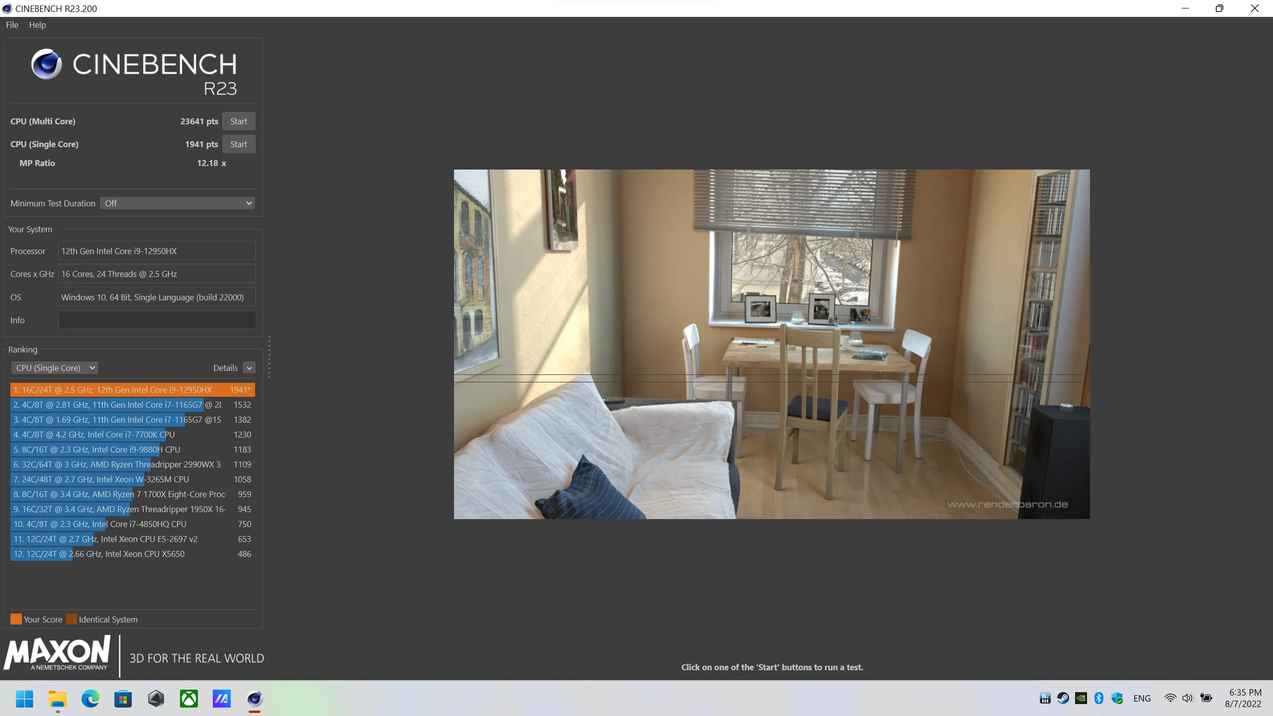 alt text showing Cinebench R23 multi-core test score